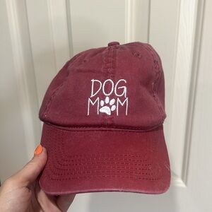 Dog Mom Hat Womens Burgundy Cute Baseball Cap Accessories Washed Fabric